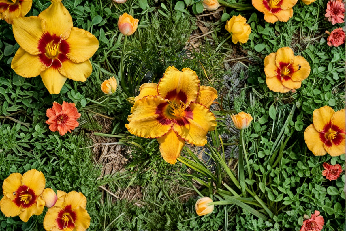 Daylily Two Part Harmony – 3 Bare Root Plants (Pink and Yellow) Hemerocallis