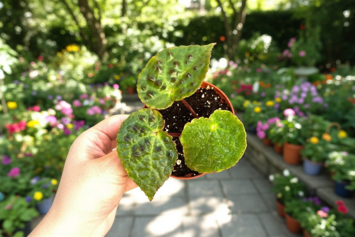 Begonia Ferox Live Plant - 4 Inch Grower Pot, Fully Rooted Spiked Begonia