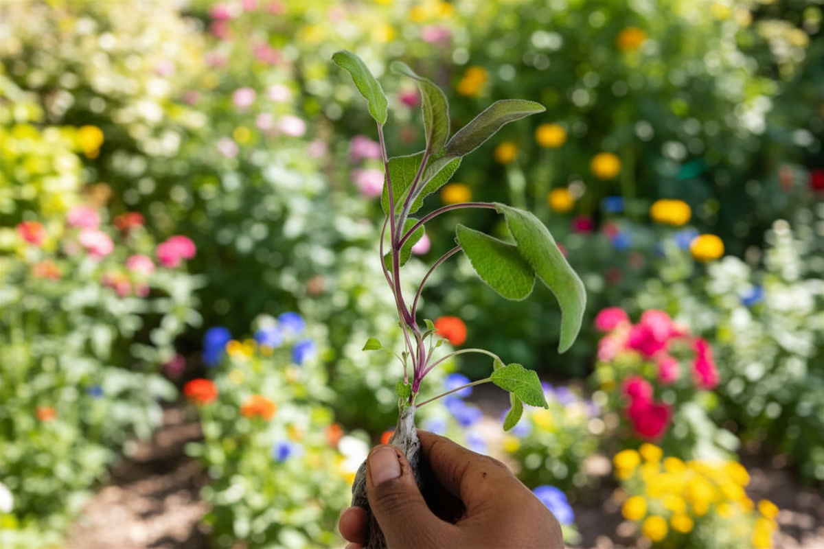 Purple Sage Salvia officinalis Live Plant - 5 to 7 Inches, Rooted Starter Herb