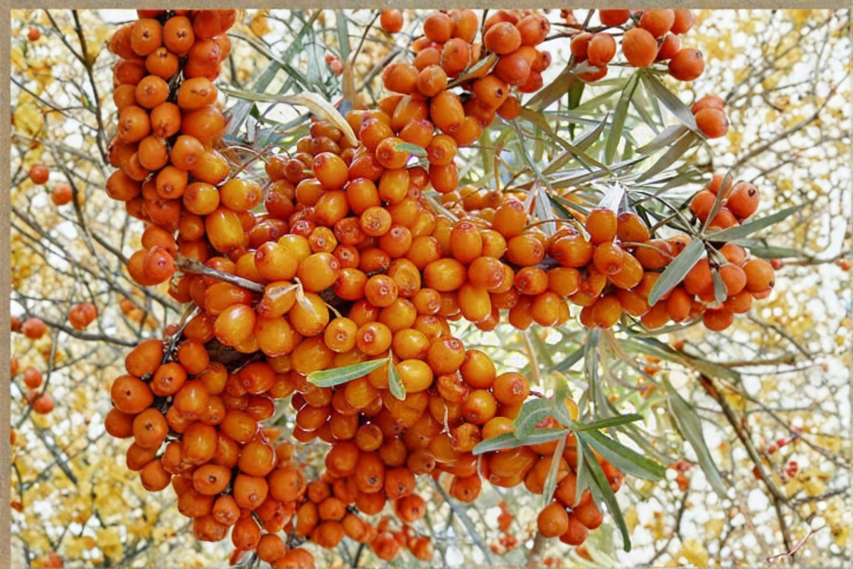Frugana Sea Berry Hippophae rhamnoides - 1 Gallon Pot, ~2 ft Tall