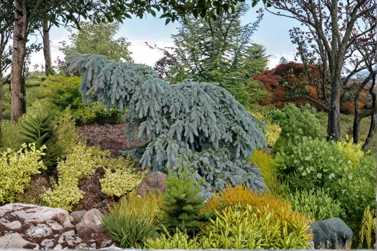 The Blues Colorado Blue Spruce - Weeping Picea pungens 10 Inch Live Plant, 1 Gallon